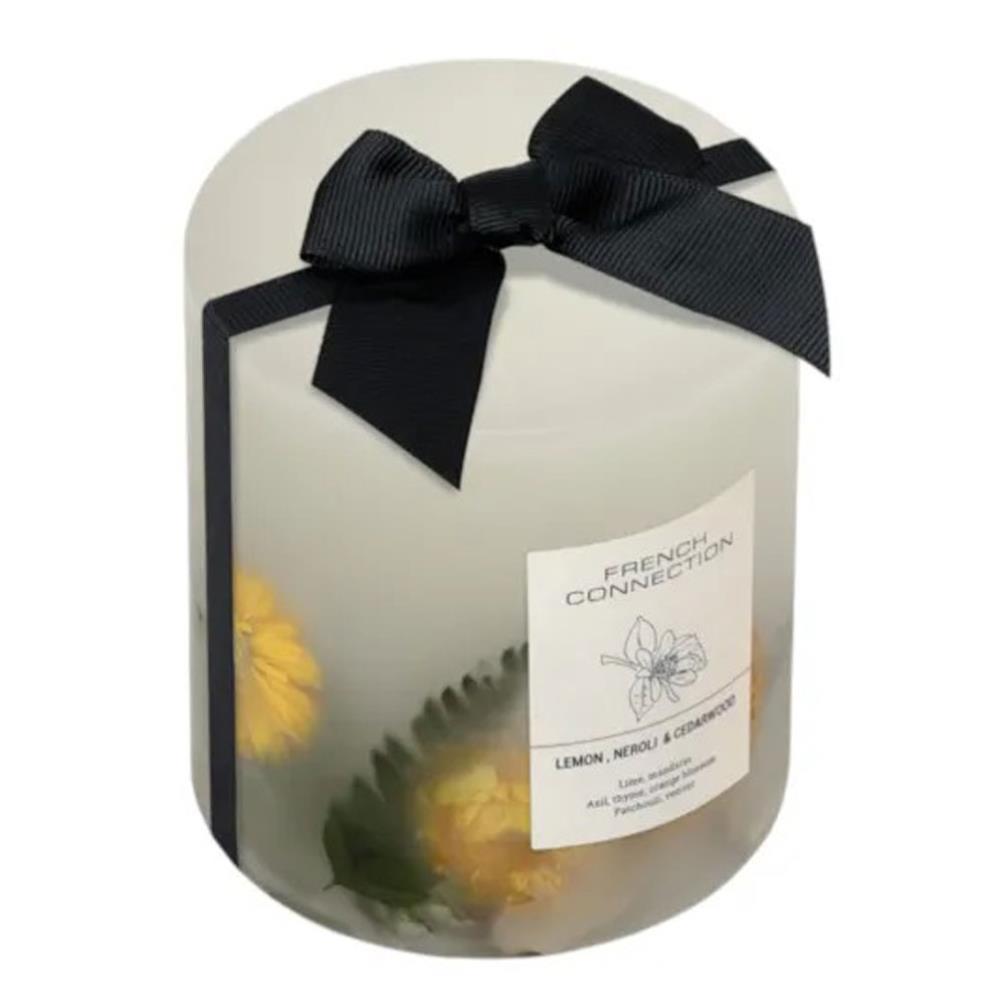 French Connection Lemon, Neroli & Cedarwood Pillar Candle 9.5cm x 10.5cm Extra Image 1
